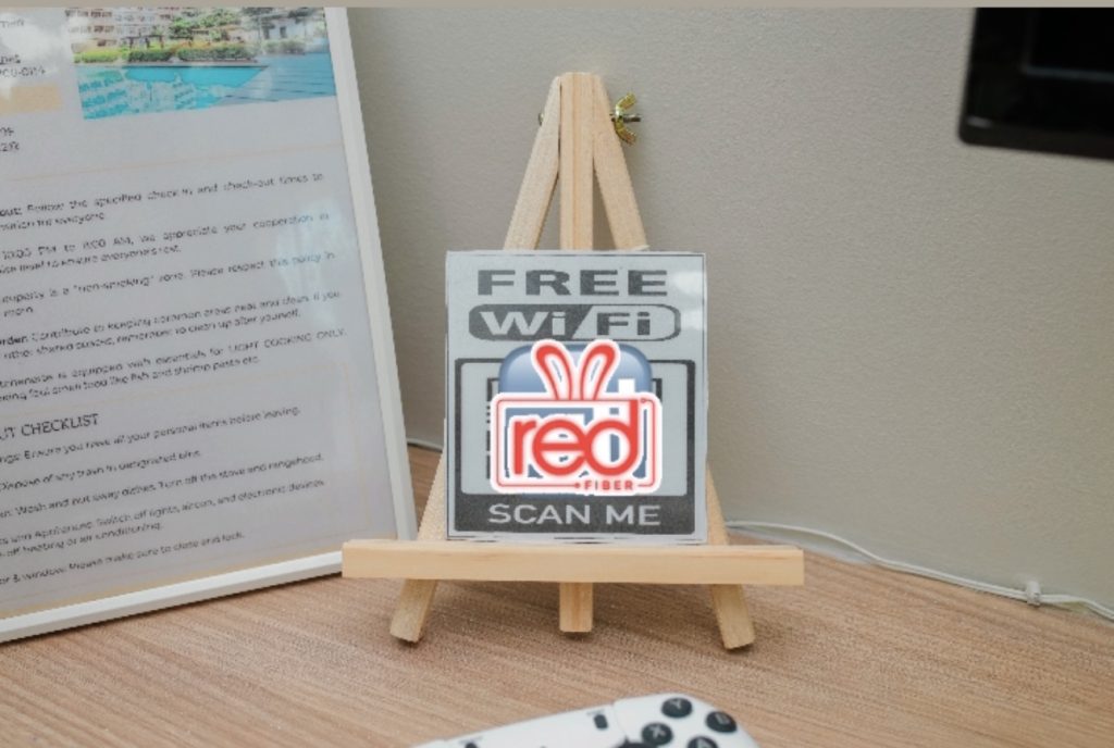 A complimentary free WIFI provided by RED Fiber with internet speed of up to 100mbps.
