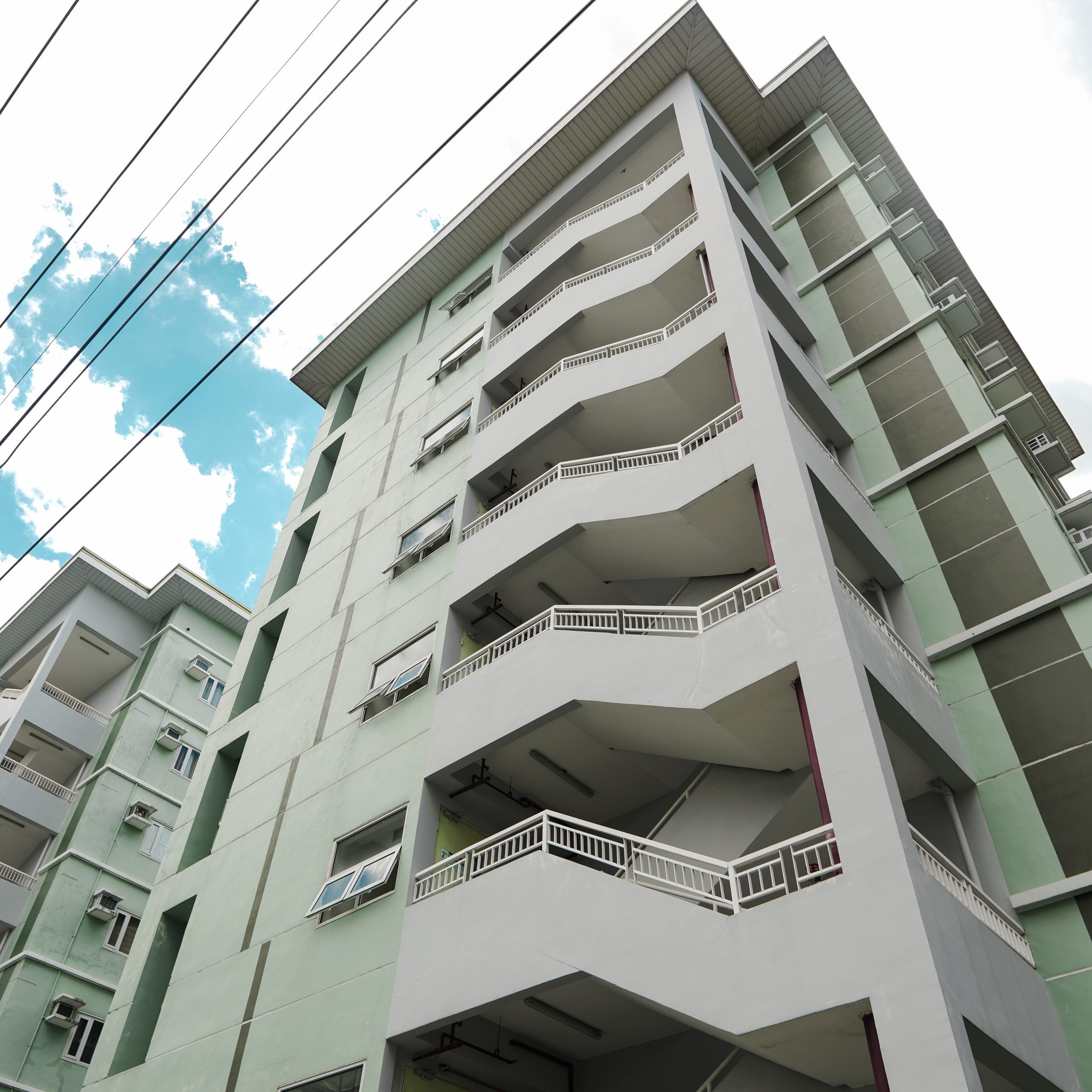 The view from outside the Mulberry building and near the parking lot.